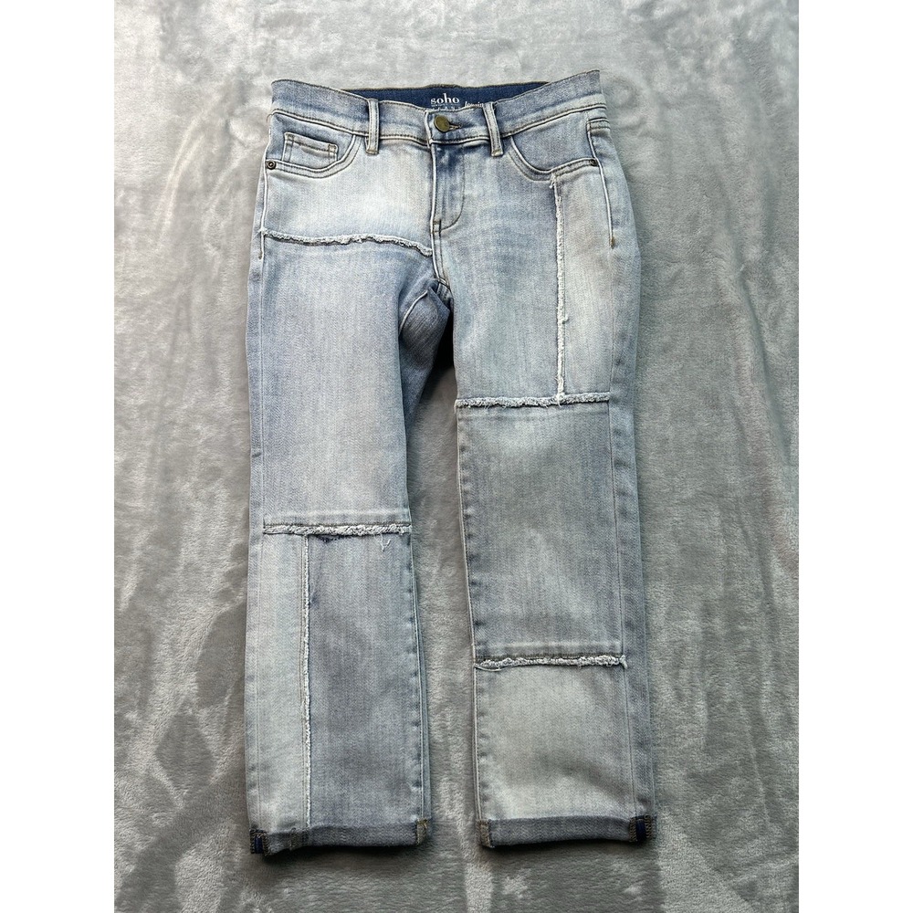 New York & Co. Womens Sz 0 Blue Jeans Soho Leggimg Crop Patchwork Stretch Denim